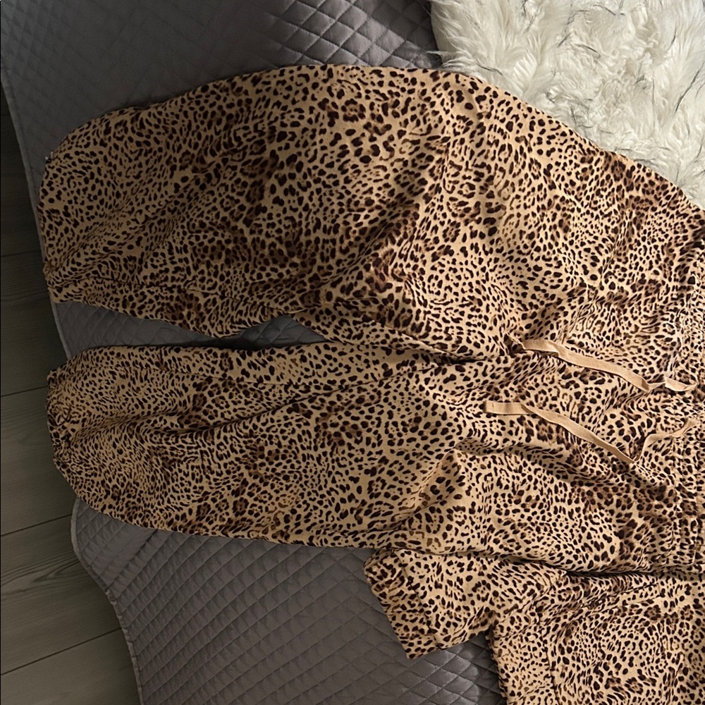 JustFab Wild Leopard Print sweat suit with hoodie